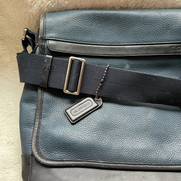 Coach Camden Blue Leather Crossbody Laptop Messenger Map Bag - Picture 4 of 15